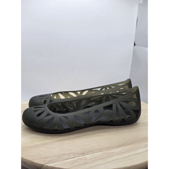 Crocs Womens Adrina III Open Toe Slip On Jelly Flats Size  8 Smoky Gray Cut Outs - Picture 1 of 9